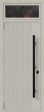 Входная термодверь с остекленной фрамугой и бугельной ручкой (порошковая покраска белого и красного оттенков) Входная термодверь с остекленной фрамугой и бугельной ручкой (порошковая покраска белого и красного оттенков)