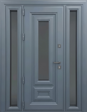 Остекленная входная группа с терморазрывом, металлофиленкой и порошковым покрытием антрацит Остекленная входная группа с терморазрывом, металлофиленкой и порошковым покрытием антрацит